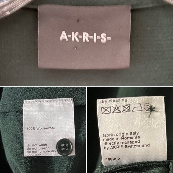 Akris Midi Dress Shirtdress Wool Emerald Green Asymmetrical Classic Minimal 10 - Picture 11 of 12